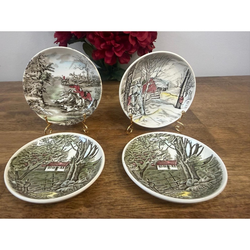 Vintage Johnson Brothers Friendly Village Coasters Butter Pats Mini Plates Set